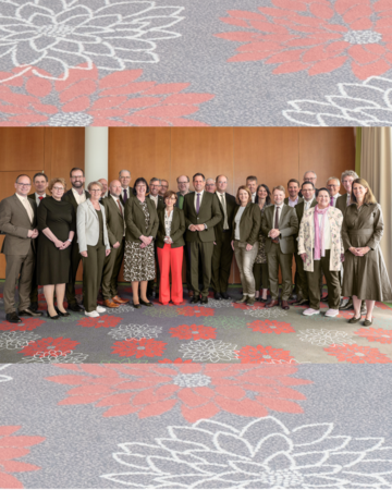 Gruppenbild der Landesregierung mit den Präsidenten sowie den Hauptgeschäftsführerinnen und Hauptgeschäftsführern der niedersächsischen IHKs und der IHKN