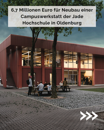So soll sie aussehen, die zukünftige Campuswerkstatt. Ein zweigeschossiges Holzgebäude mit einer PV-Anlage auf dem Dach.
