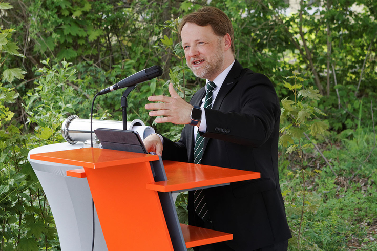 Finanzminister Gerald Heere während seines Grußwortes.