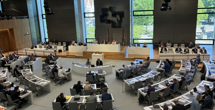 Blick in den Plenarsaal des Niedersächsischen Landtages