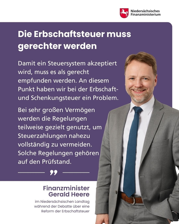 Finanzminister im grauen Anzug, Erklärung zur Erbschaftsteuer